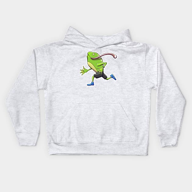 Frog Street Running Simple Kids Hoodie by alexandre-arts